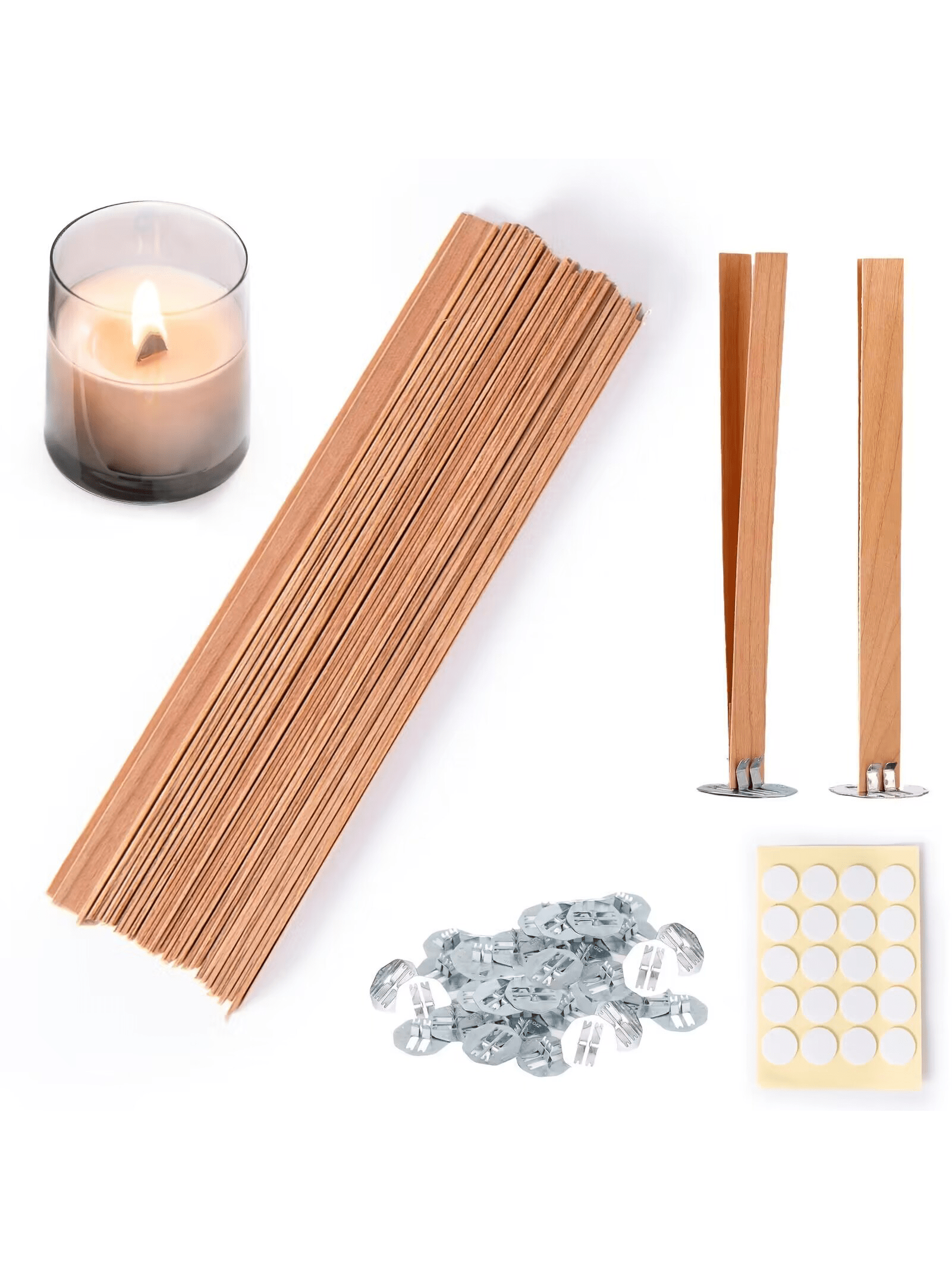 Wooden Wick Candle - 40Pcs Smokeless Cherry Wood Candle Wicks-Wood