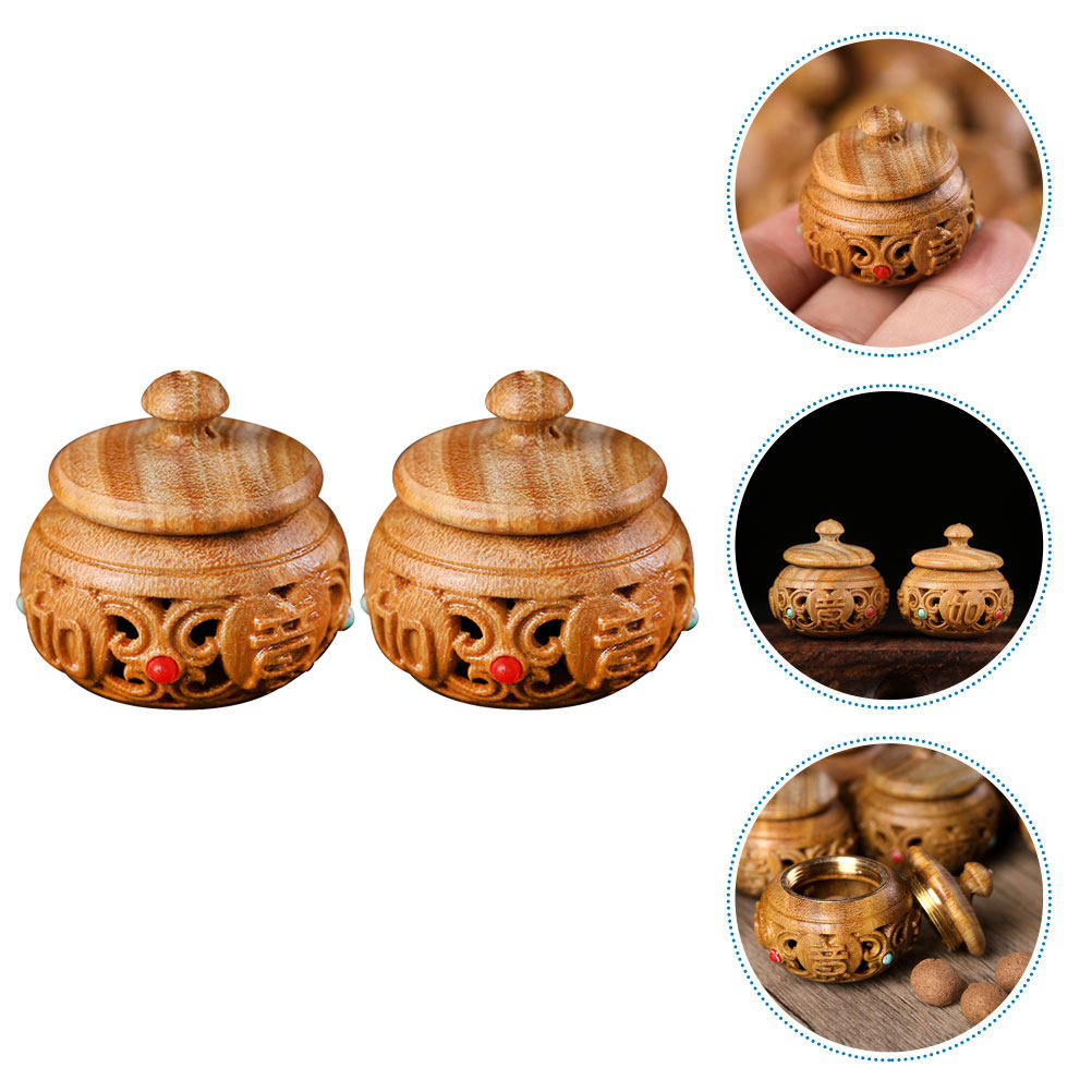 Aroma Bead Sachet - 2Pcs Carving Wood Fragrance Beads Sachet