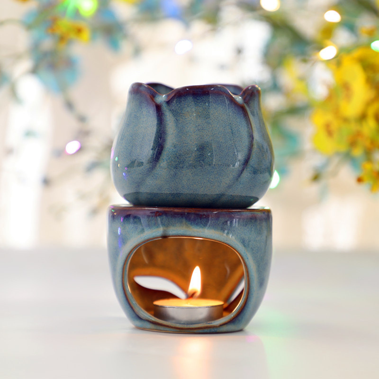 Home Fragrance Oils For Oil Burners - Tulip Ceramic Aromatherapy Oil Burner split