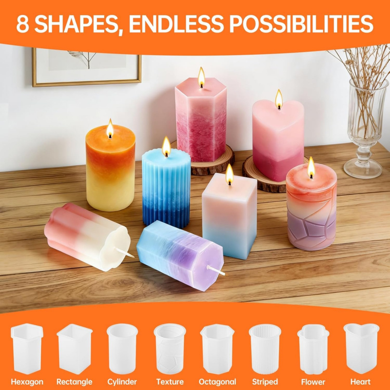 8 Silicone Candle Mold Set，Inc – Wooden Wick Candle recenzja i cena